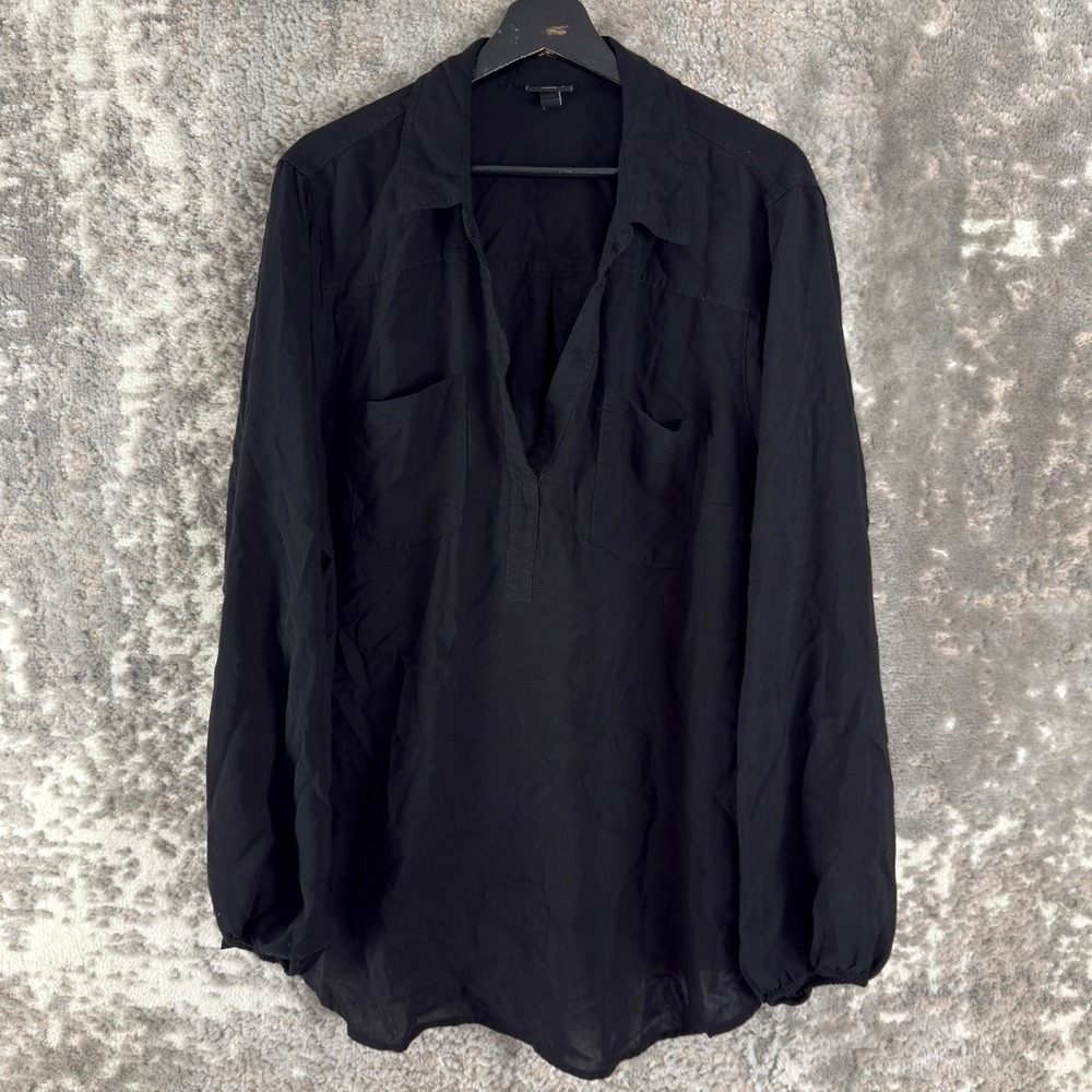 Torrid Plus Size 3 Harper Pullover Pocket Blouse Black Long Sleeve Womens